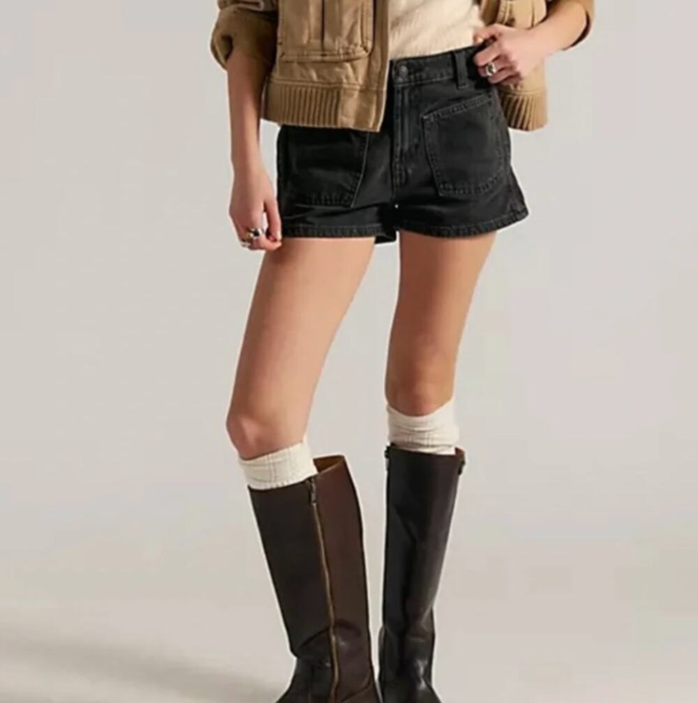 Free People We the Free Bettie Sailor Black Denim Jean Shorts Size 30